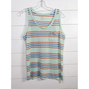 Old Navy Women's Striped Sleeveless Boyfriend Tank Top Light Green Size Small
